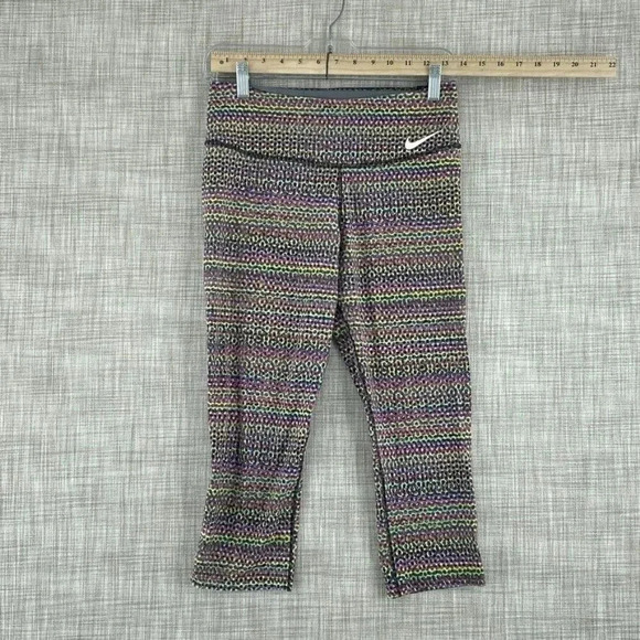Nike Dri-Fit crop legging yoga Pants Womens M colorfull 2054 - Picture 1 of 9